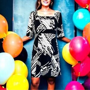 BCBG Knit Mini Jersey Dress | Black & White Print | Size S | NWOT